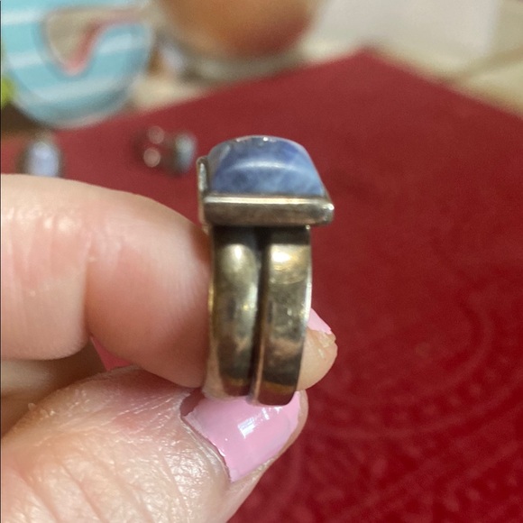 Square Blue Sodalite Stone Ring - Picture 2 of 2